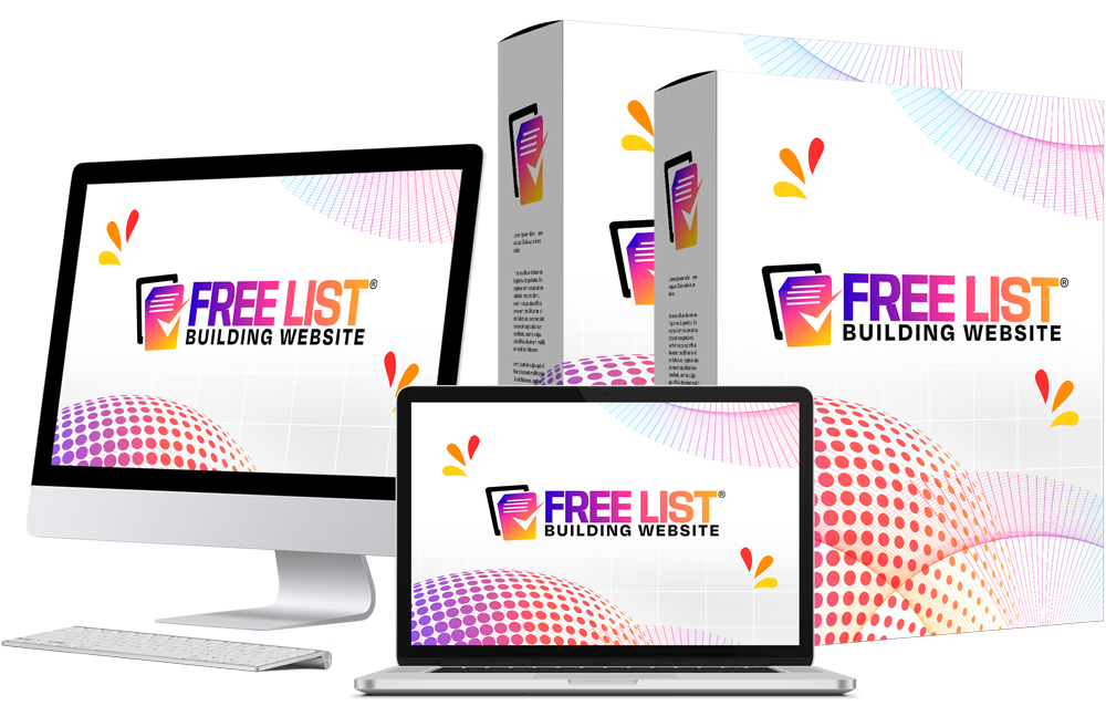 Your FREE List Building Website shown on desktop and laptop